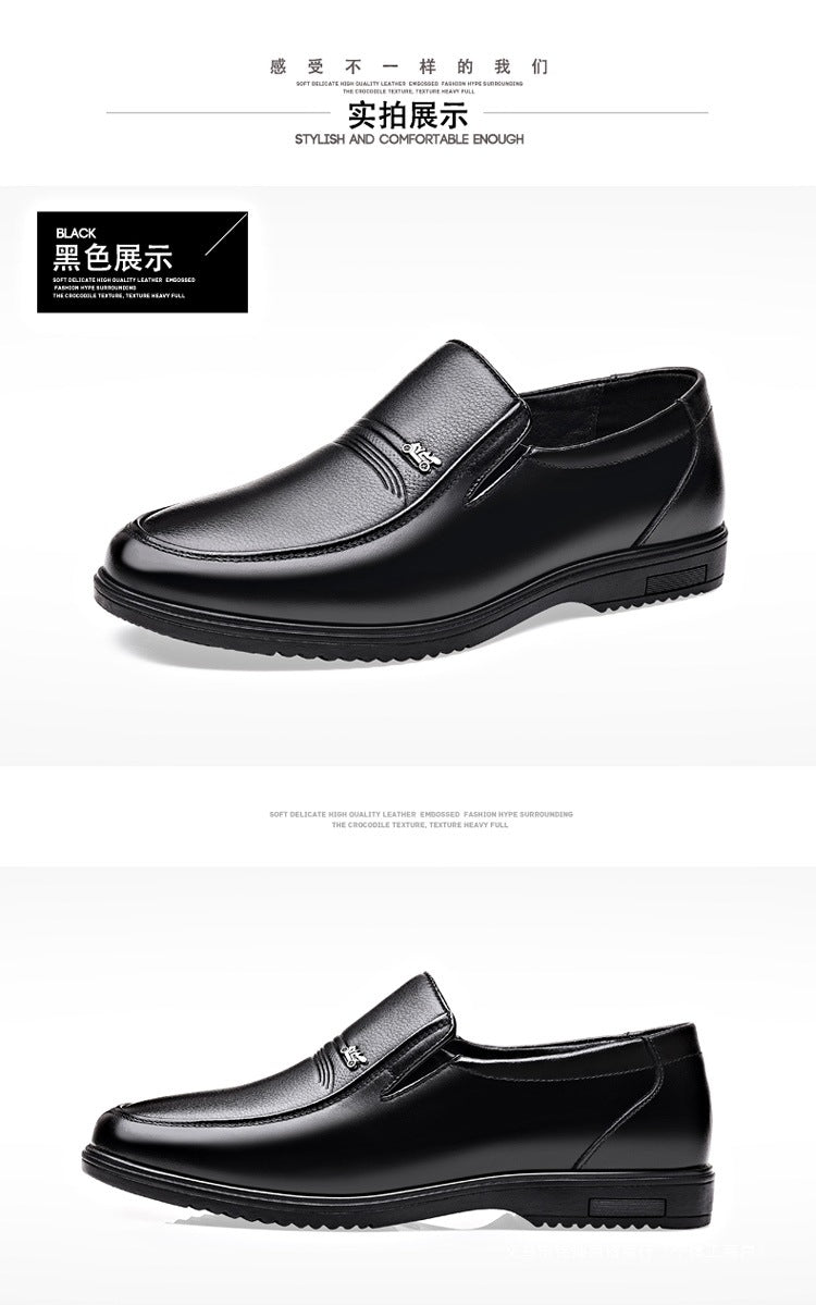Men's Leather Shoes, Genuine Leather, Breathable Business Formal Wear, Soft Sole, Middle-Aged and Elderly Men's Casual Leather Shoes, Dad's Shoes, One-Legged Shoes