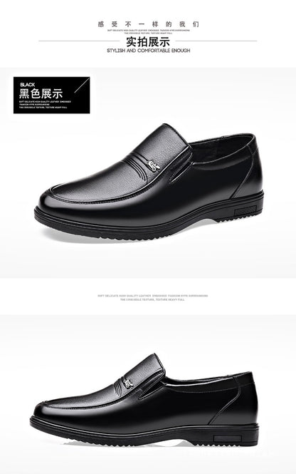 Men's Leather Shoes, Genuine Leather, Breathable Business Formal Wear, Soft Sole, Middle-Aged and Elderly Men's Casual Leather Shoes, Dad's Shoes, One-Legged Shoes