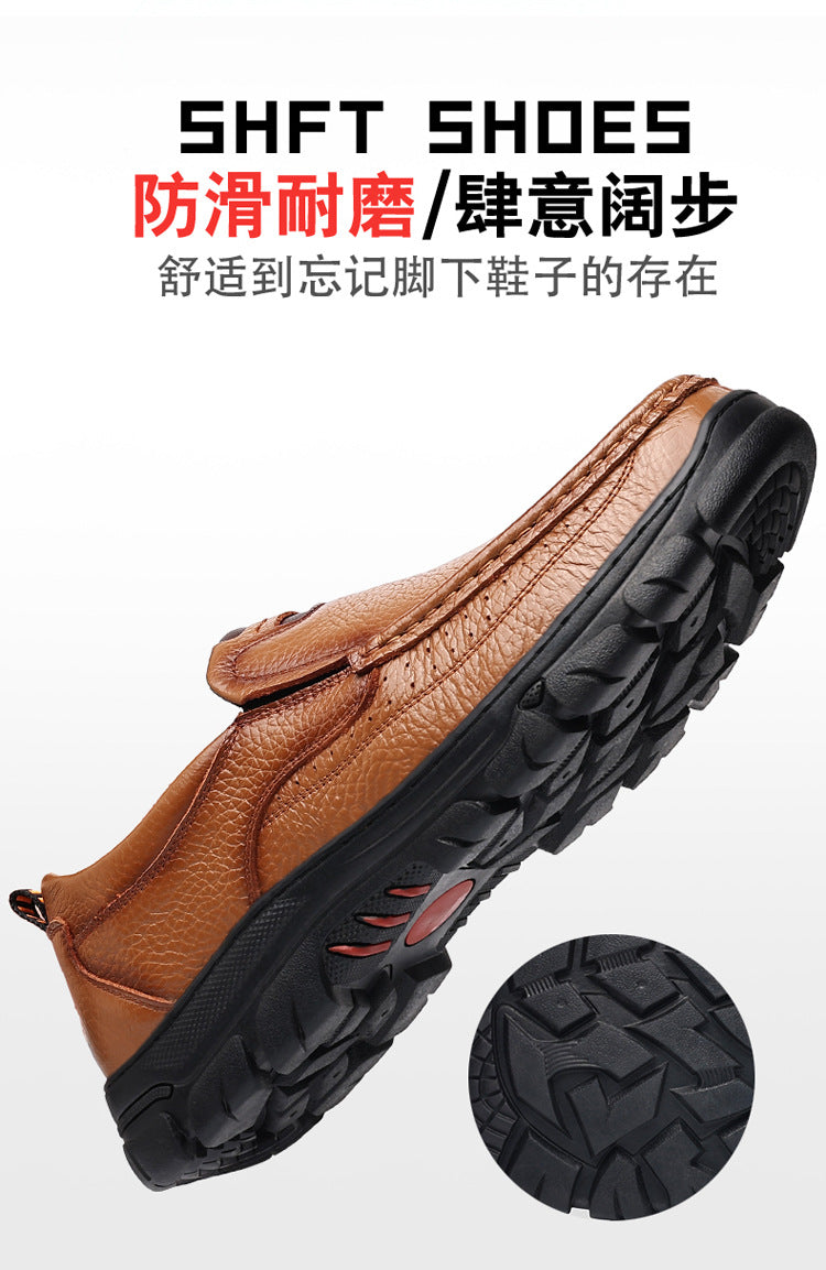 Spring and Autumn New Top Layer Cowhide Business Fashion All-match Men's Casual Leather Shoes Soft Bottom Driving Lazy Shoes