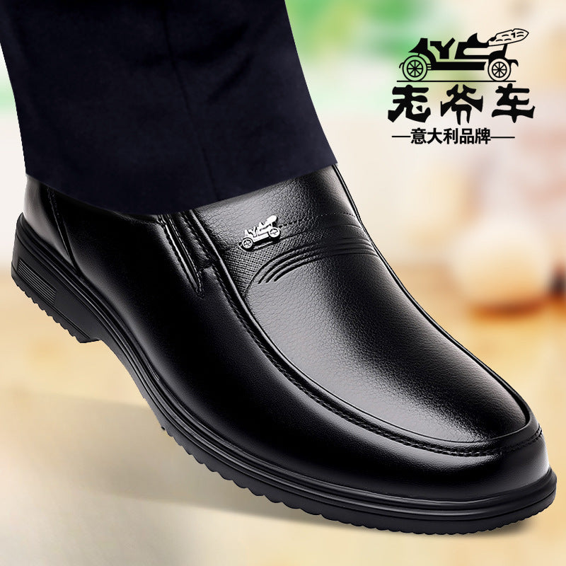 Men's Leather Shoes, Genuine Leather, Breathable Business Formal Wear, Soft Sole, Middle-Aged and Elderly Men's Casual Leather Shoes, Dad's Shoes, One-Legged Shoes
