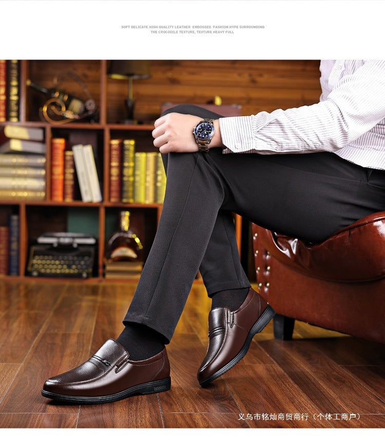 Men's Leather Shoes, Genuine Leather, Breathable Business Formal Wear, Soft Sole, Middle-Aged and Elderly Men's Casual Leather Shoes, Dad's Shoes, One-Legged Shoes