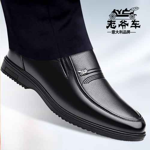 Men's Leather Shoes, Genuine Leather, Breathable Business Formal Wear, Soft Sole, Middle-Aged and Elderly Men's Casual Leather Shoes, Dad's Shoes, One-Legged Shoes