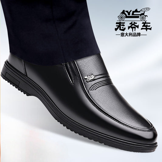 Men's Leather Shoes, Genuine Leather, Breathable Business Formal Wear, Soft Sole, Middle-Aged and Elderly Men's Casual Leather Shoes, Dad's Shoes, One-Legged Shoes