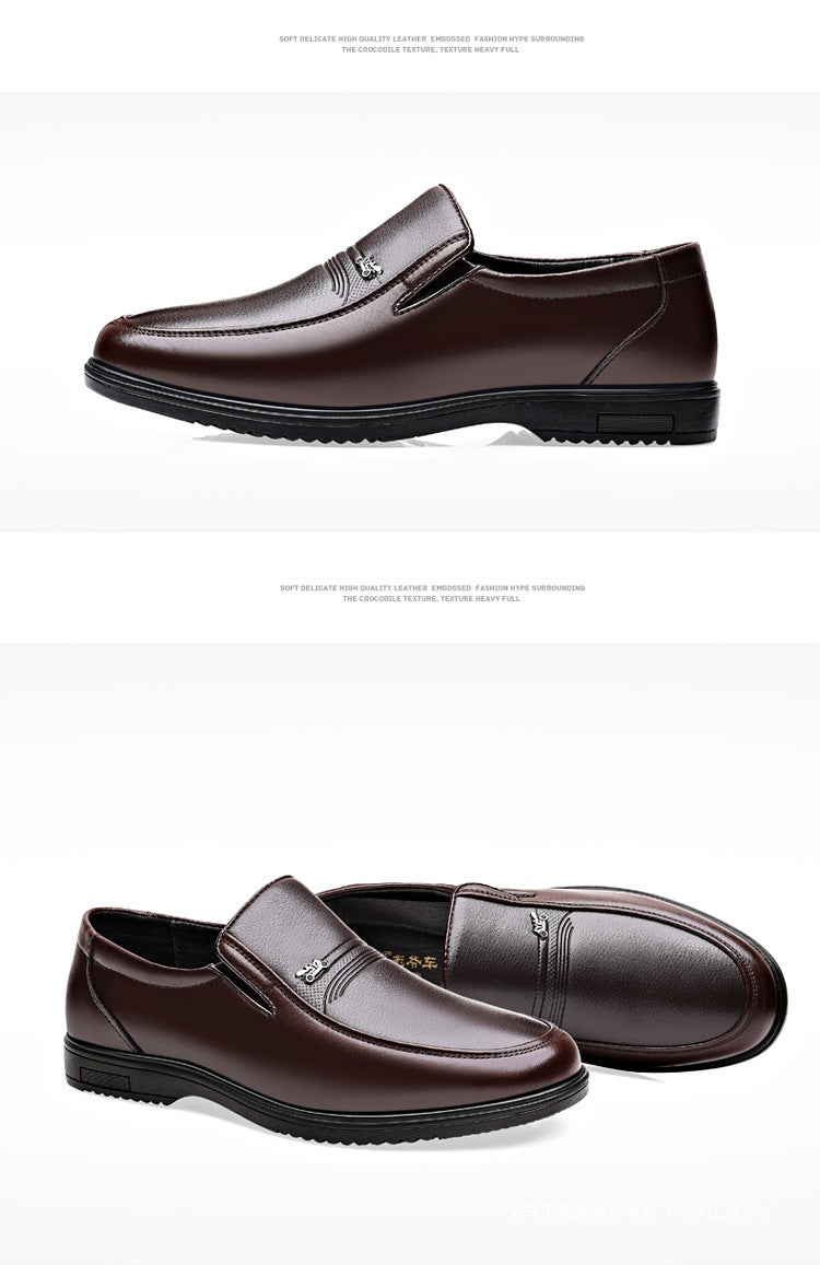 Men's Leather Shoes, Genuine Leather, Breathable Business Formal Wear, Soft Sole, Middle-Aged and Elderly Men's Casual Leather Shoes, Dad's Shoes, One-Legged Shoes