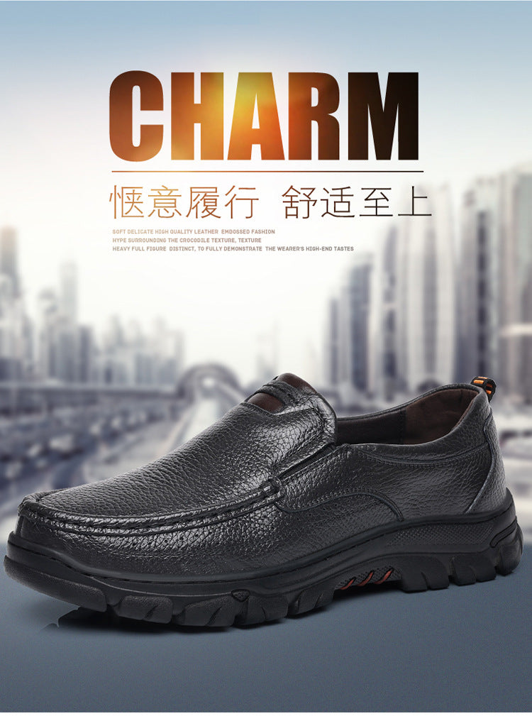 Spring and Autumn New Top Layer Cowhide Business Fashion All-match Men's Casual Leather Shoes Soft Bottom Driving Lazy Shoes