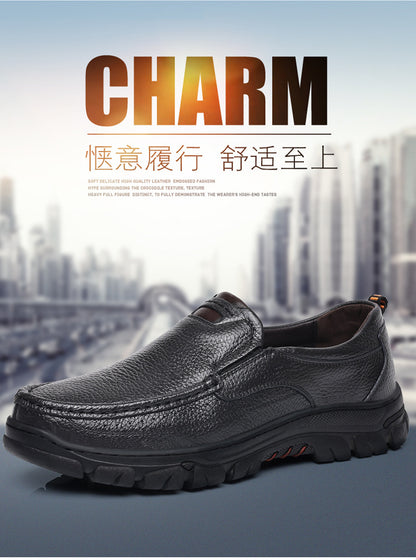 Spring and Autumn New Top Layer Cowhide Business Fashion All-match Men's Casual Leather Shoes Soft Bottom Driving Lazy Shoes