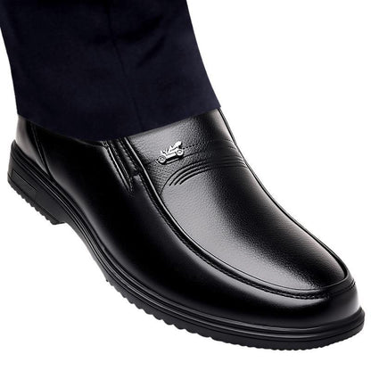 Men's Leather Shoes, Genuine Leather, Breathable Business Formal Wear, Soft Sole, Middle-Aged and Elderly Men's Casual Leather Shoes, Dad's Shoes, One-Legged Shoes