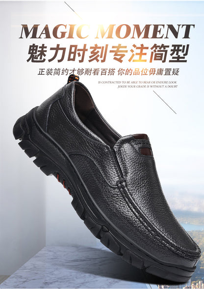 Spring and Autumn New Top Layer Cowhide Business Fashion All-match Men's Casual Leather Shoes Soft Bottom Driving Lazy Shoes