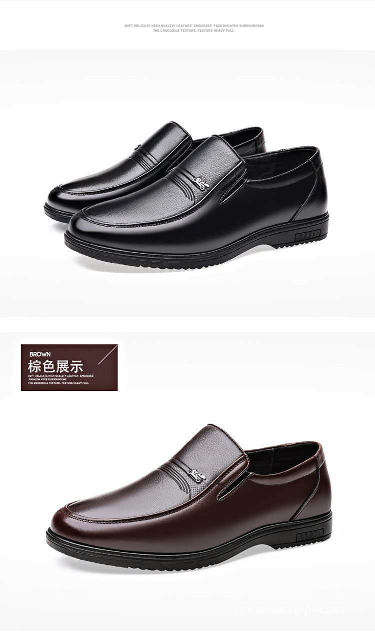 Men's Leather Shoes, Genuine Leather, Breathable Business Formal Wear, Soft Sole, Middle-Aged and Elderly Men's Casual Leather Shoes, Dad's Shoes, One-Legged Shoes