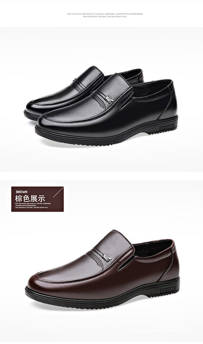 Men's Leather Shoes, Genuine Leather, Breathable Business Formal Wear, Soft Sole, Middle-Aged and Elderly Men's Casual Leather Shoes, Dad's Shoes, One-Legged Shoes