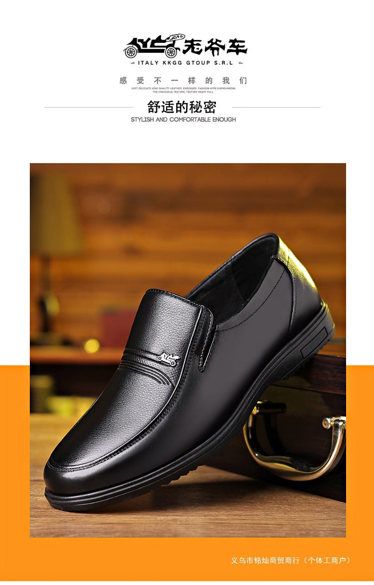 Men's Leather Shoes, Genuine Leather, Breathable Business Formal Wear, Soft Sole, Middle-Aged and Elderly Men's Casual Leather Shoes, Dad's Shoes, One-Legged Shoes