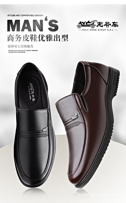 Men's Leather Shoes, Genuine Leather, Breathable Business Formal Wear, Soft Sole, Middle-Aged and Elderly Men's Casual Leather Shoes, Dad's Shoes, One-Legged Shoes