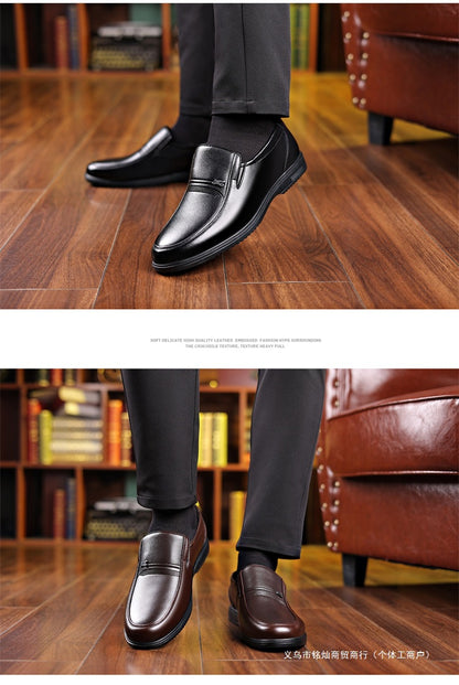 Men's Leather Shoes, Genuine Leather, Breathable Business Formal Wear, Soft Sole, Middle-Aged and Elderly Men's Casual Leather Shoes, Dad's Shoes, One-Legged Shoes