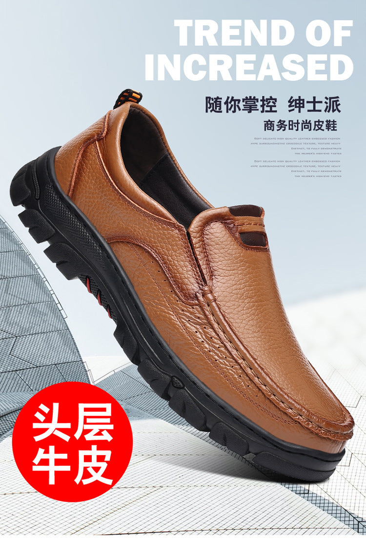 Spring and Autumn New Top Layer Cowhide Business Fashion All-match Men's Casual Leather Shoes Soft Bottom Driving Lazy Shoes