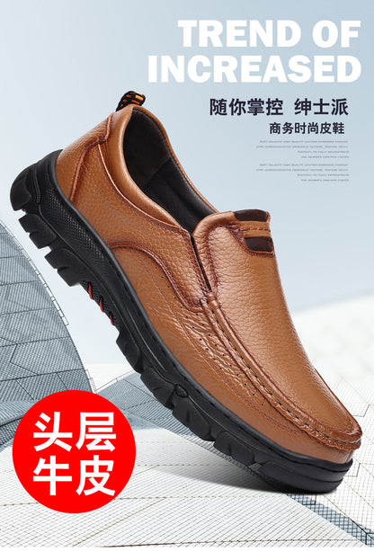 Spring and Autumn New Top Layer Cowhide Business Fashion All-match Men's Casual Leather Shoes Soft Bottom Driving Lazy Shoes