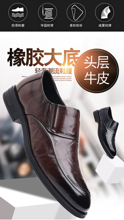 Leather shoes men's autumn and winter business formal wear genuine leather first layer cowhide pointed toe wedding bridegroom slip-on suit shoes