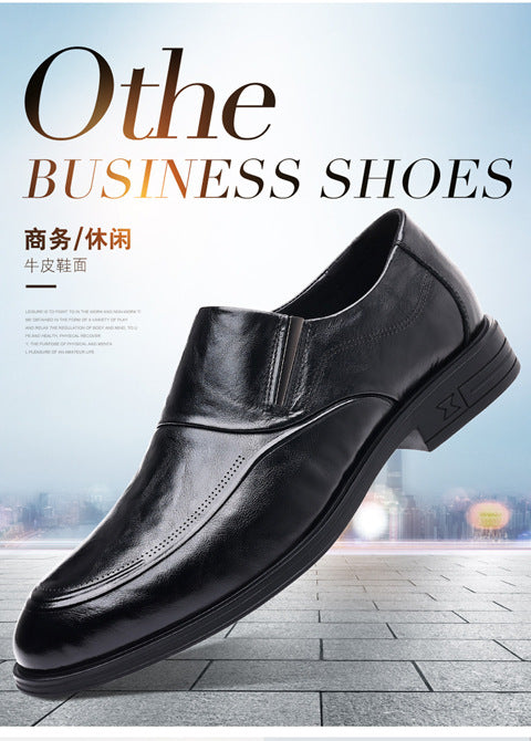 Leather shoes men's autumn and winter business formal wear genuine leather first layer cowhide pointed toe wedding bridegroom slip-on suit shoes