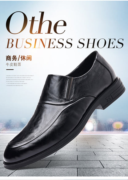 Leather shoes men's autumn and winter business formal wear genuine leather first layer cowhide pointed toe wedding bridegroom slip-on suit shoes
