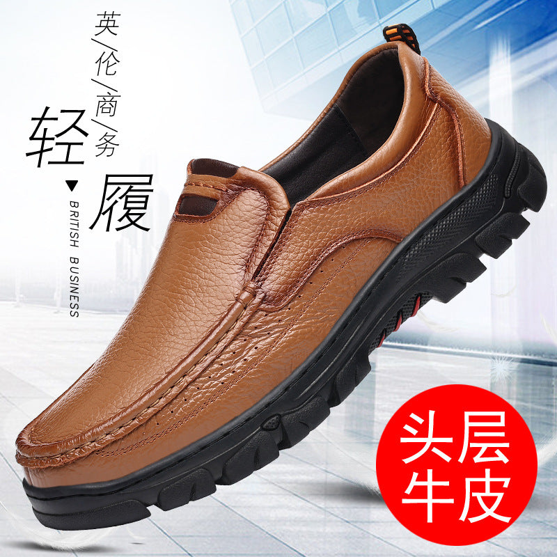 Spring and Autumn New Top Layer Cowhide Business Fashion All-match Men's Casual Leather Shoes Soft Bottom Driving Lazy Shoes