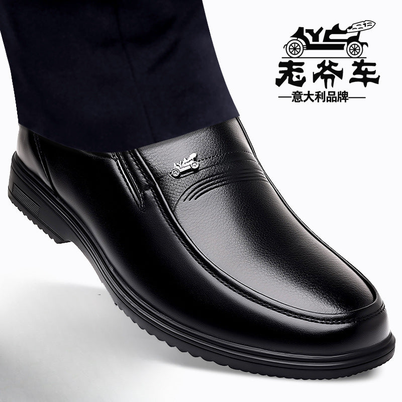 Men's Leather Shoes, Genuine Leather, Breathable Business Formal Wear, Soft Sole, Middle-Aged and Elderly Men's Casual Leather Shoes, Dad's Shoes, One-Legged Shoes