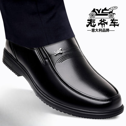Men's Leather Shoes, Genuine Leather, Breathable Business Formal Wear, Soft Sole, Middle-Aged and Elderly Men's Casual Leather Shoes, Dad's Shoes, One-Legged Shoes