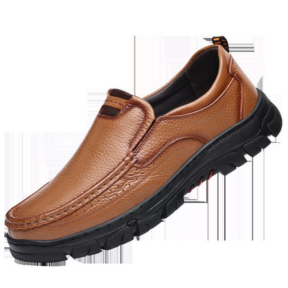 Spring and Autumn New Top Layer Cowhide Business Fashion All-match Men's Casual Leather Shoes Soft Bottom Driving Lazy Shoes