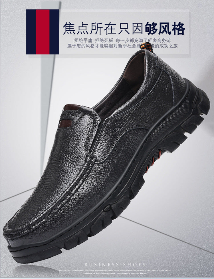 Spring and Autumn New Top Layer Cowhide Business Fashion All-match Men's Casual Leather Shoes Soft Bottom Driving Lazy Shoes