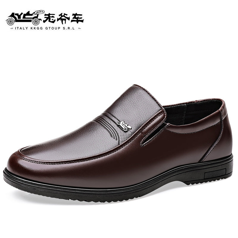 Men's Leather Shoes, Genuine Leather, Breathable Business Formal Wear, Soft Sole, Middle-Aged and Elderly Men's Casual Leather Shoes, Dad's Shoes, One-Legged Shoes