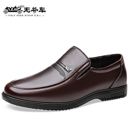 Men's Leather Shoes, Genuine Leather, Breathable Business Formal Wear, Soft Sole, Middle-Aged and Elderly Men's Casual Leather Shoes, Dad's Shoes, One-Legged Shoes