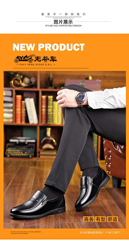 Men's Leather Shoes, Genuine Leather, Breathable Business Formal Wear, Soft Sole, Middle-Aged and Elderly Men's Casual Leather Shoes, Dad's Shoes, One-Legged Shoes