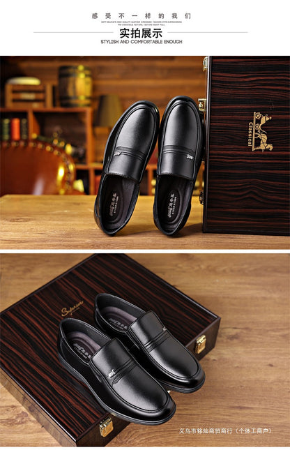 Men's Leather Shoes, Genuine Leather, Breathable Business Formal Wear, Soft Sole, Middle-Aged and Elderly Men's Casual Leather Shoes, Dad's Shoes, One-Legged Shoes