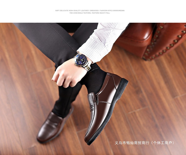 Men's Leather Shoes, Genuine Leather, Breathable Business Formal Wear, Soft Sole, Middle-Aged and Elderly Men's Casual Leather Shoes, Dad's Shoes, One-Legged Shoes