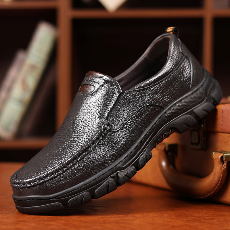 Spring and Autumn New Top Layer Cowhide Business Fashion All-match Men's Casual Leather Shoes Soft Bottom Driving Lazy Shoes