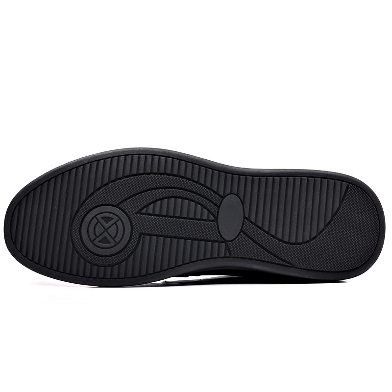 Rubber Soft-Soled Men's Shoes Spring New Style Black Breathable Leather Shoes Men's Round-Toe Versatile Lace-Up Casual Shoes Men's Wholesale