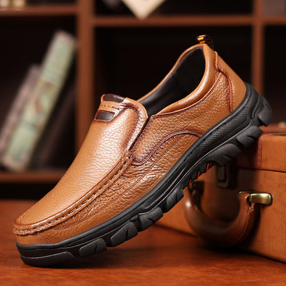 Spring and Autumn New Top Layer Cowhide Business Fashion All-match Men's Casual Leather Shoes Soft Bottom Driving Lazy Shoes