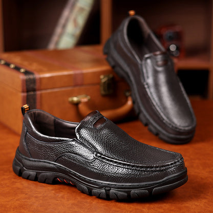 Spring and Autumn New Top Layer Cowhide Business Fashion All-match Men's Casual Leather Shoes Soft Bottom Driving Lazy Shoes