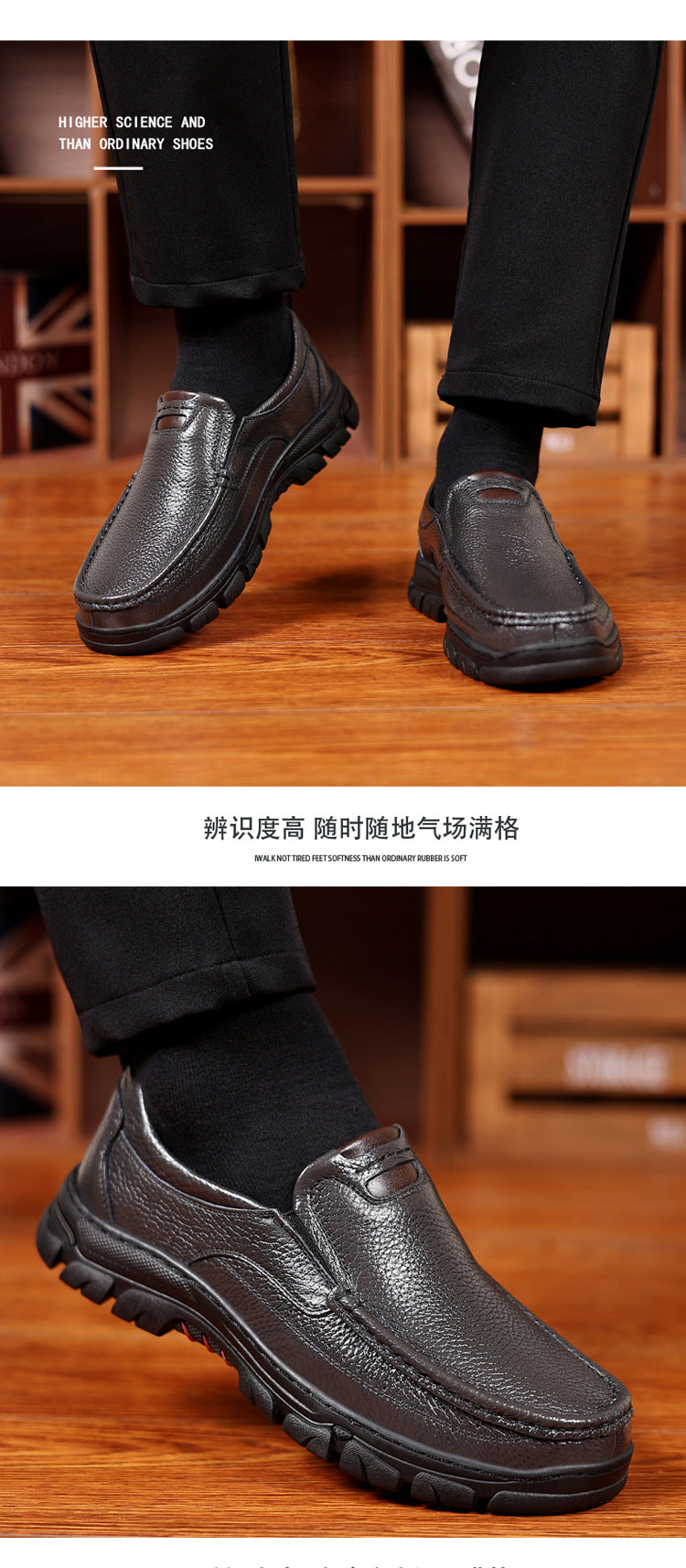 Spring and Autumn New Top Layer Cowhide Business Fashion All-match Men's Casual Leather Shoes Soft Bottom Driving Lazy Shoes