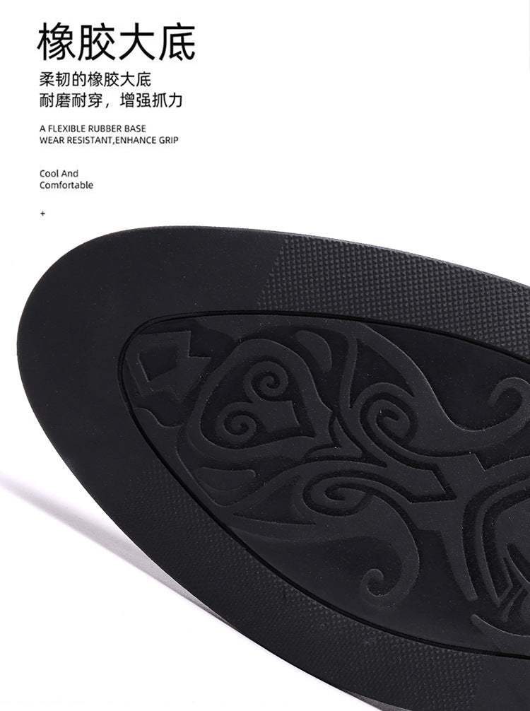 One-Pedal Zipper Pointed Soft-soled Leather Shoes Spring 2025 Men's Business Dress Low-high Men's Shoes Three-joint