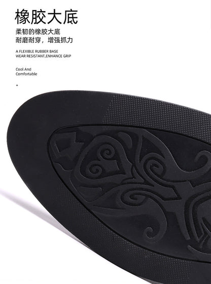 One-Pedal Zipper Pointed Soft-soled Leather Shoes Spring 2025 Men's Business Dress Low-high Men's Shoes Three-joint