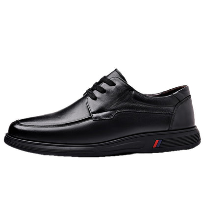 Rubber Soft-Soled Men's Shoes Spring New Style Black Breathable Leather Shoes Men's Round-Toe Versatile Lace-Up Casual Shoes Men's Wholesale