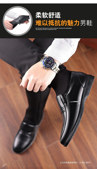 Men's Leather Shoes, Genuine Leather, Breathable Business Formal Wear, Soft Sole, Middle-Aged and Elderly Men's Casual Leather Shoes, Dad's Shoes, One-Legged Shoes