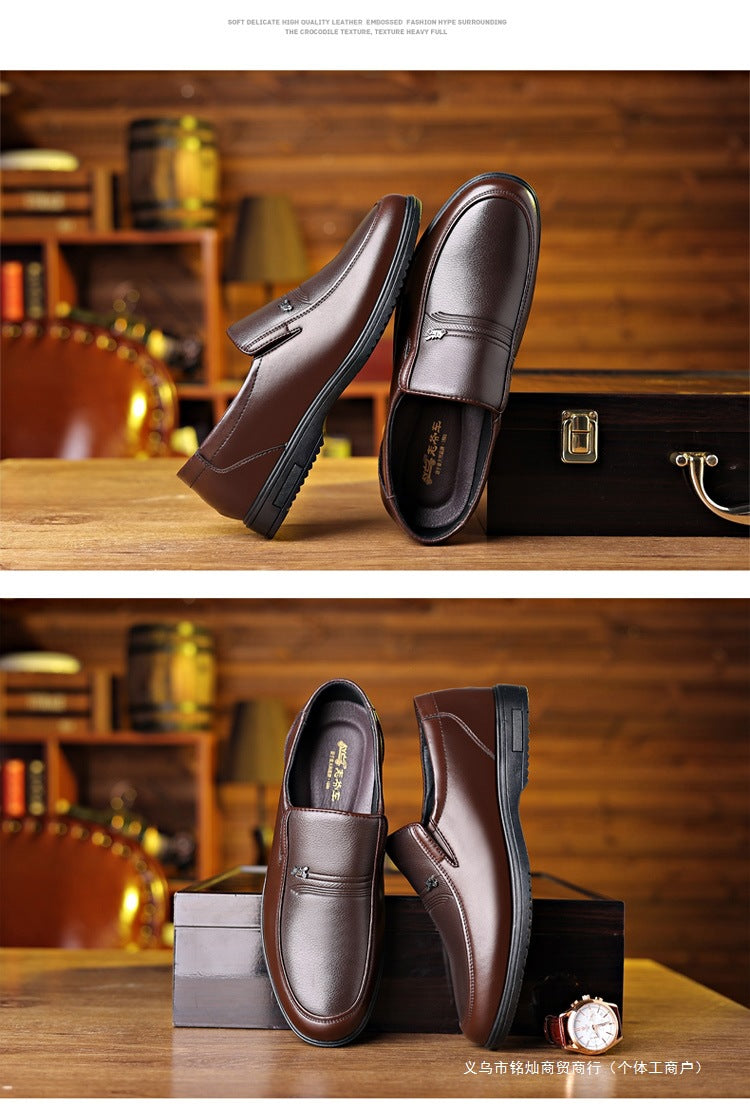 Men's Leather Shoes, Genuine Leather, Breathable Business Formal Wear, Soft Sole, Middle-Aged and Elderly Men's Casual Leather Shoes, Dad's Shoes, One-Legged Shoes
