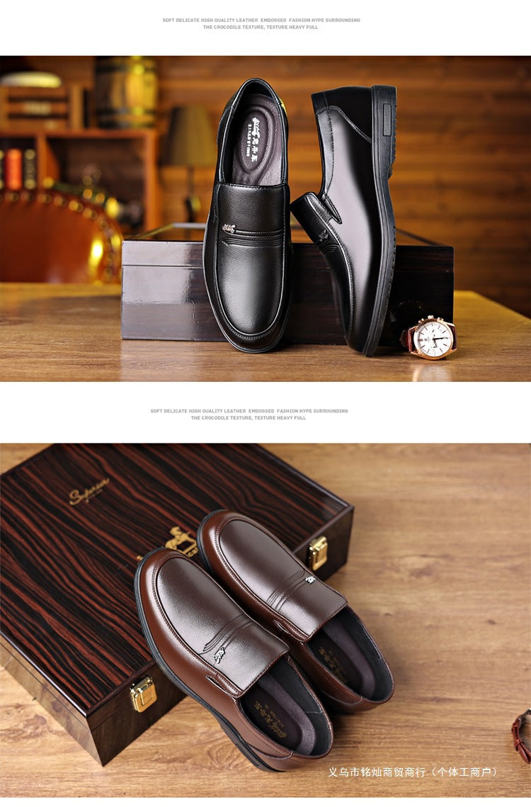 Men's Leather Shoes, Genuine Leather, Breathable Business Formal Wear, Soft Sole, Middle-Aged and Elderly Men's Casual Leather Shoes, Dad's Shoes, One-Legged Shoes