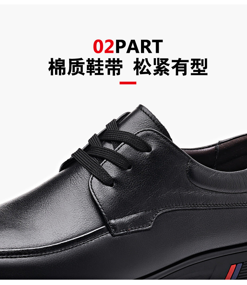 Rubber Soft-Soled Men's Shoes Spring New Style Black Breathable Leather Shoes Men's Round-Toe Versatile Lace-Up Casual Shoes Men's Wholesale