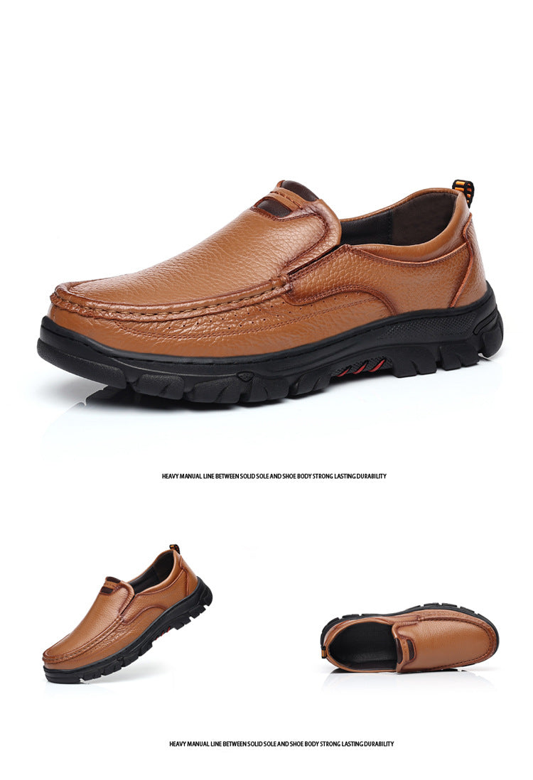 Spring and Autumn New Top Layer Cowhide Business Fashion All-match Men's Casual Leather Shoes Soft Bottom Driving Lazy Shoes