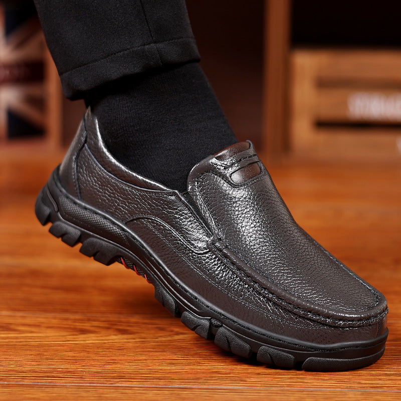 Spring and Autumn New Top Layer Cowhide Business Fashion All-match Men's Casual Leather Shoes Soft Bottom Driving Lazy Shoes