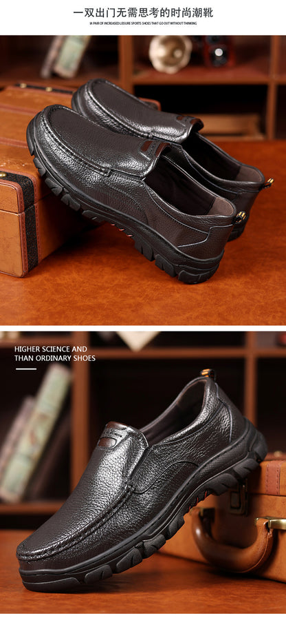 Spring and Autumn New Top Layer Cowhide Business Fashion All-match Men's Casual Leather Shoes Soft Bottom Driving Lazy Shoes