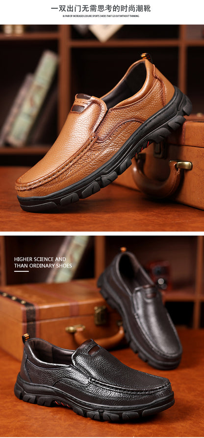 Spring and Autumn New Top Layer Cowhide Business Fashion All-match Men's Casual Leather Shoes Soft Bottom Driving Lazy Shoes