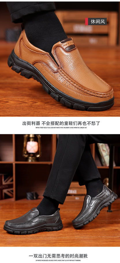 Spring and Autumn New Top Layer Cowhide Business Fashion All-match Men's Casual Leather Shoes Soft Bottom Driving Lazy Shoes