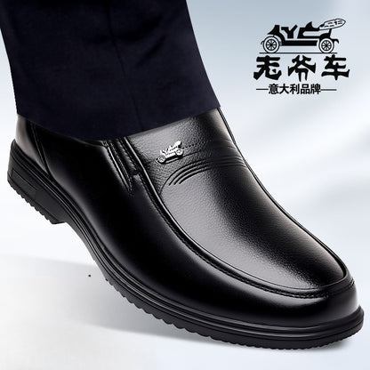 Men's Leather Shoes, Genuine Leather, Breathable Business Formal Wear, Soft Sole, Middle-Aged and Elderly Men's Casual Leather Shoes, Dad's Shoes, One-Legged Shoes